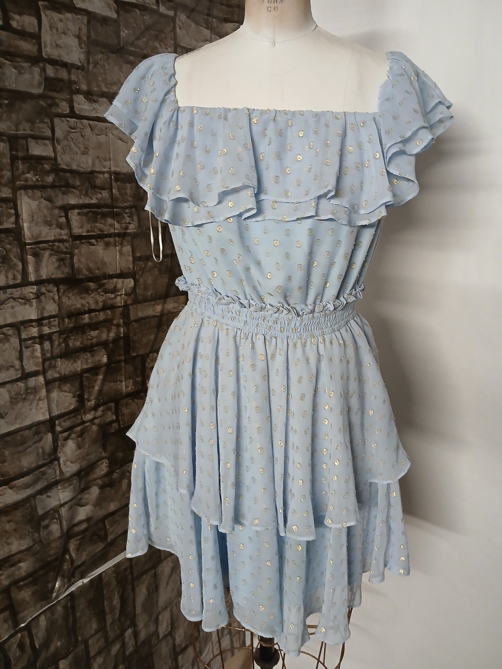 Yumi Kim Light Blue Satin Dress with Subtle Sheen